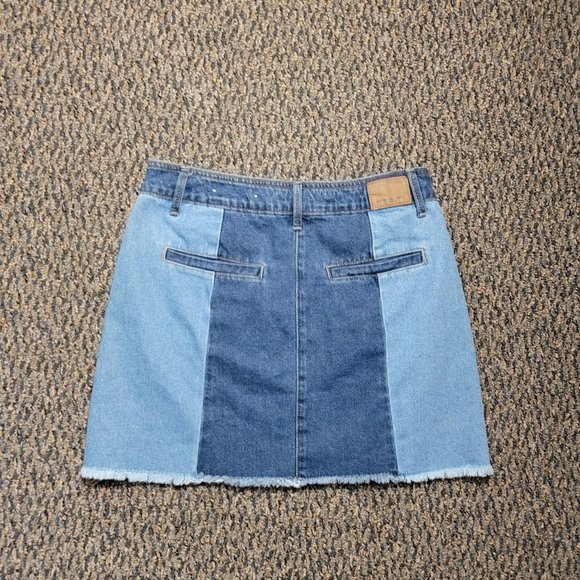 American Eagle Outfitters Patchwork Denim Mini Skirt Size 4 Vintage 70s Style - Picture 11 of 15